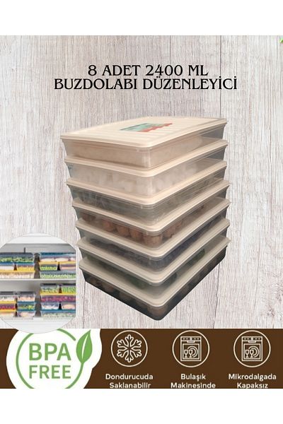 VZN Refrigerator Organizer Freezer Storage Container Set Refrigerator 8 Piece Organizer Set
