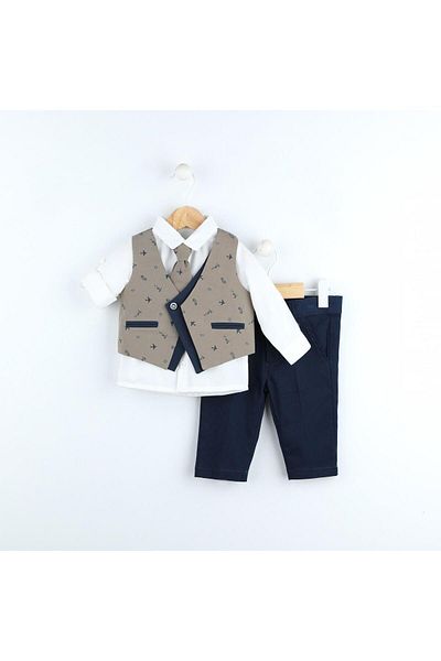 Babyhola Baby Boy 4-Piece Holiday Suit - Tie Vest, Shirt, Trousers 15061