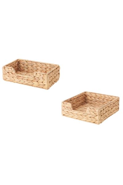 IKEA طقم من 2 حامل مناديل من الخوص مقاس 22 × 13 سم ومنظم ديكور صفير الماء مقاس 18 × 18 سم