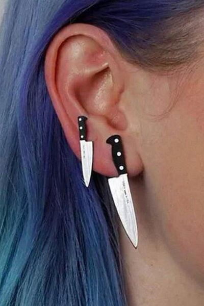 Takı Dükkanı Master Chef Uniesex Men's Women's Blade Earrings Pair Bck37
