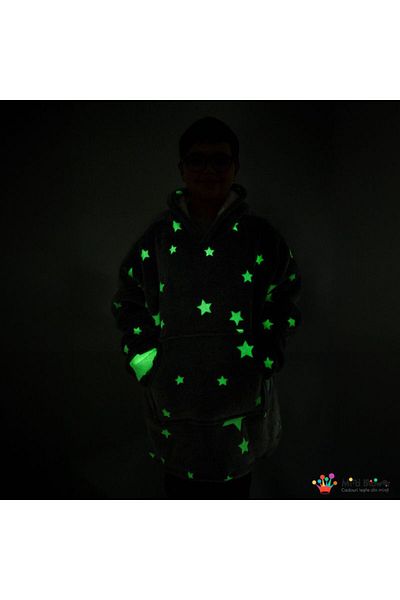 OEM Hooded sweatshirt with sleeves, fluorescent, for boys, with pocket, Flannel & Fleece, 75 cm