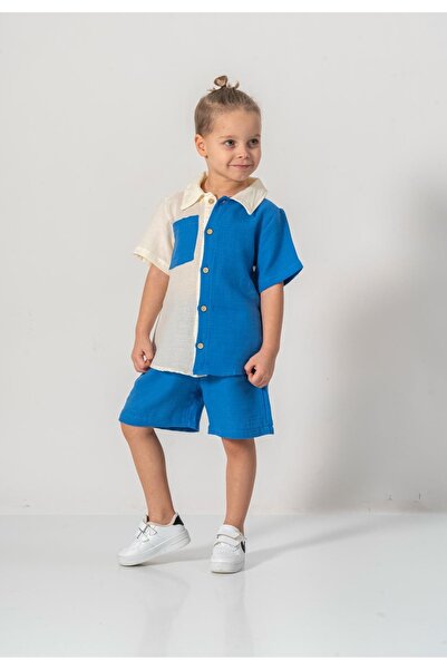 neocotton Детски ленен къс панталон от 2 части