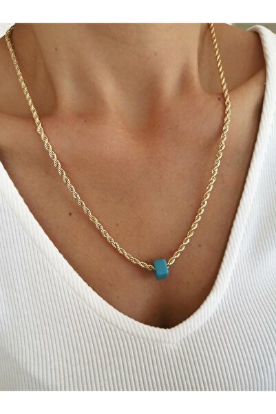 Takı Dükkanı Boncuklu Sarı Burgu Zincir Bayan Kolye bbk15