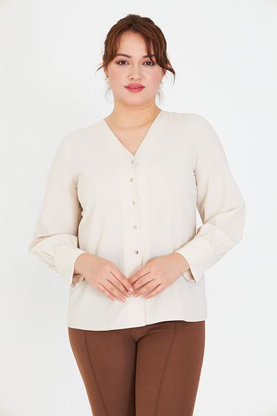 UNIQUE LADY V-Neck Long Sleeve Stylish and Modern Design Shirt