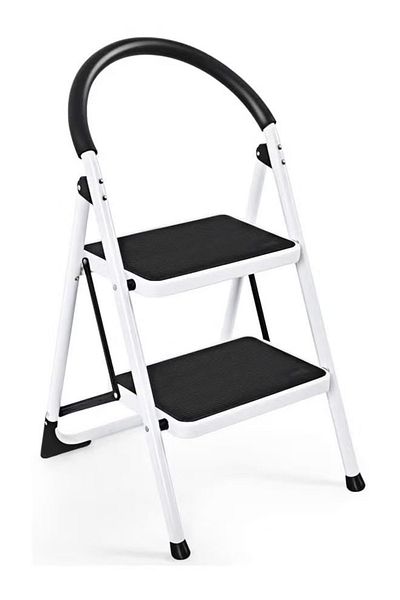 Cady One Metal Ladder White Multi-Purpose Two Steps