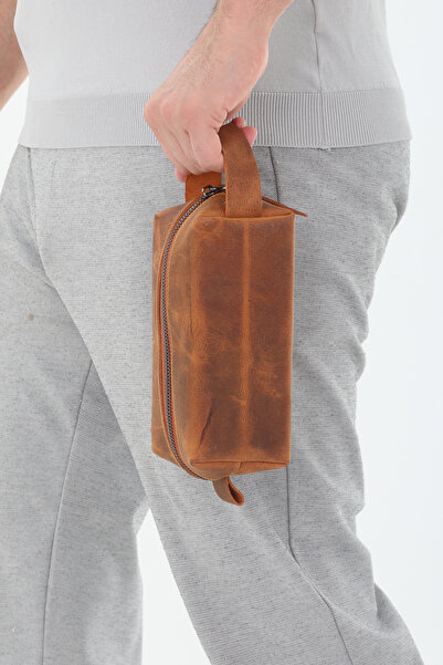 Erzeno Чоловічий портфель з натуральної шкіри, косметичка для гоління та щоденна сумка Dopp Kit