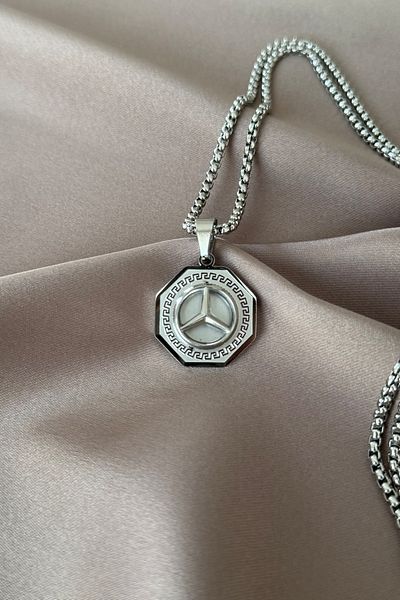 laria jewelry Silver Logo Medallion Necklace