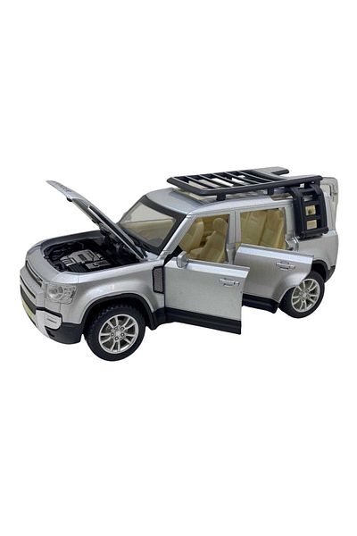 JPT Metal model replica Land Rover Defender silver 16cm sound and lights