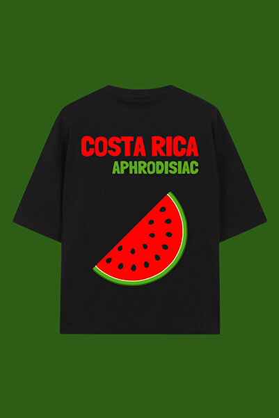 Dupe Design Costa Rica Printed Oversize Black T-Shirt