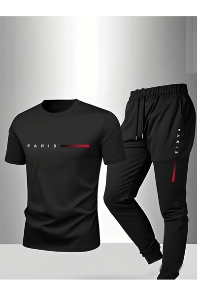 PAVRO Set unisex pentru bărbați oversize croială confortabil, de bună calitate, mărime largă