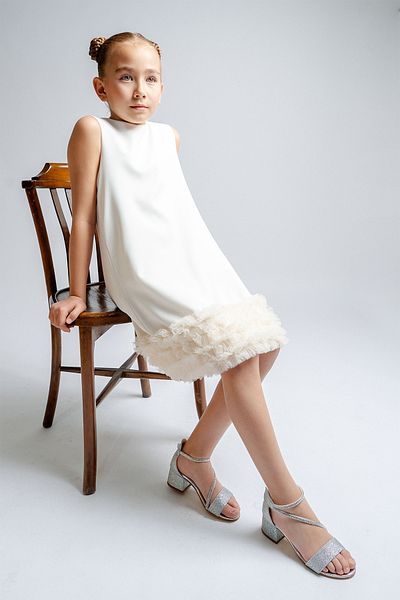 mnpc Girl's Silver Heeled Glitter Evening Dress Shoes