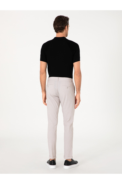 Cacharel Bej Slim Fit Gofreli Beli Bağcıklı Spor Pantolon 50305618-VR011
