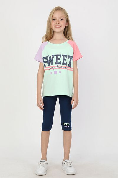 e-çocuk Girl's Sweet Printed Reglan Sleeve Tights Suit - 23400