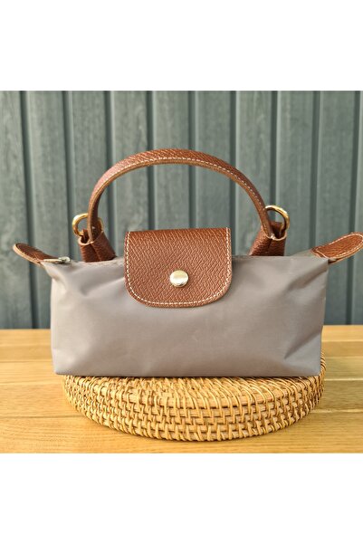 DAPHNE DESİNG S Beden Le Pliage Antrasit Gri Kumaş Küçük El Çantası Ve Omuz Çantası Uzun Askı