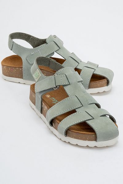 mnpc Unisex Children's Water Green Genuine Leather Cork Sole Daily Children's Sandals
