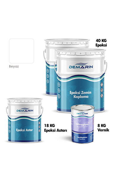 Demarin Epoksi zemin kaplama set (40 kg epoksi + 18 kg astar + 8 kg sıvı cam)