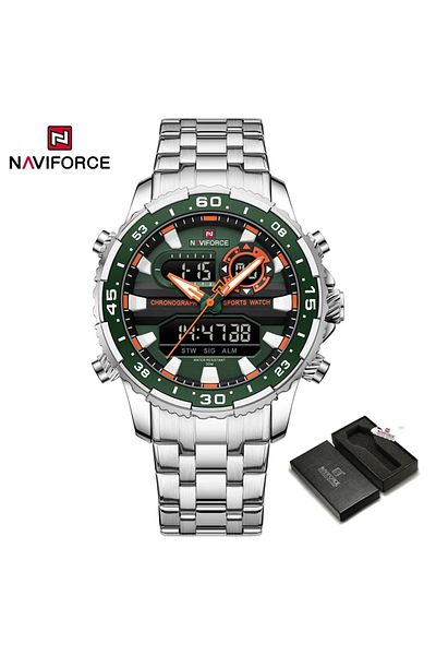 Naviforce 9234 Silver Green Digital watch for men