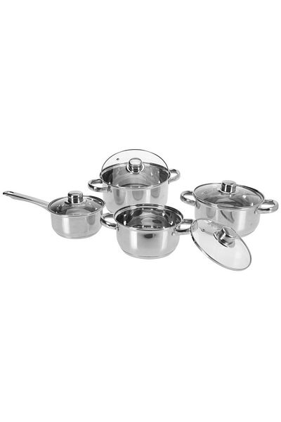 Excellent Houseware Bourges pot set, stainless steel, with lid, 8 pieces
