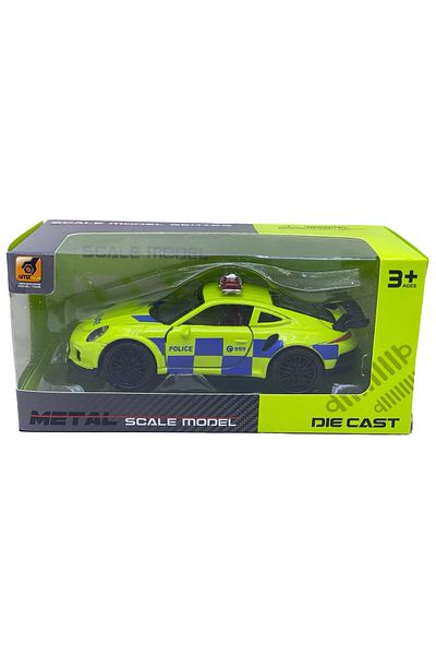 JPT Porsche turbo model 1:36 yellow blue police