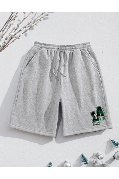 De Carte LA Logo Los Angeles Jungle Baskılı Mevsimlik Unisex Şort Bermuda