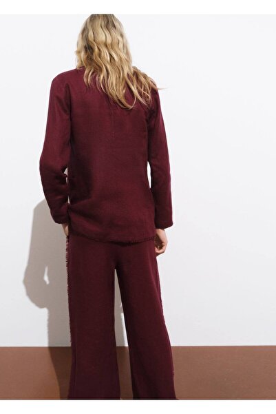 MANGO Woman Keten kumaşlı, püsküllü detaylara sahip blazer takım elbise