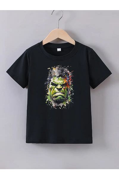 makiteks Βαμβακερό χτενισμένο βαμβακερό μπλουζάκι για κορίτσια για αγόρια Unisex εμπριμέ μπλουζάκι 5 6 7 8 9 10 11 12 13 14 ετών Hulk02