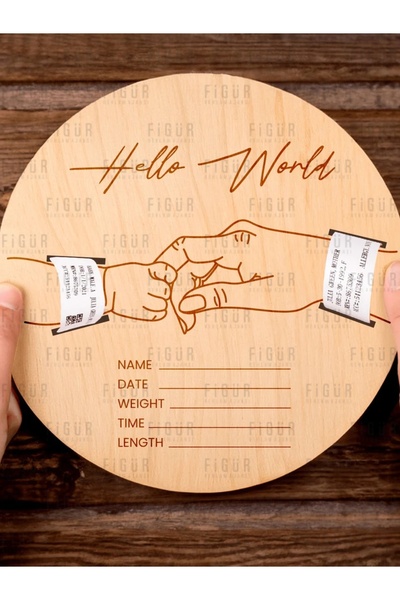 medyarella Yeni Doğan Bebek Hatıra Panosu | Doğum Bilgili, Bileklikli, Kişiye Özel Ahşap Tasarım