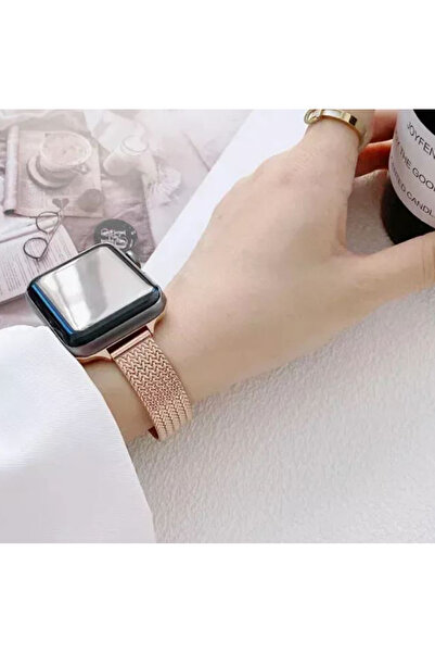 REDz Accessories Λουράκι Milanese Luxury για Apple Watch, Μεταλλικό Ύφασμα, Μαγνητικό, Ροζ-Χρυσό - 38/40/41 mm