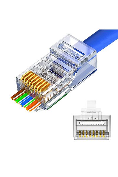 Taimi موصلات RJ45، 100 قطعة، أطراف كابل إيثرنت Cat6، موصل LAN مطلي بالذهب