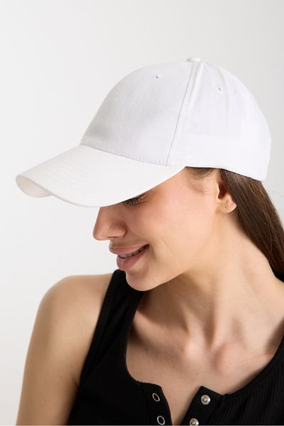 Moda Days Women's White Basic Adjustable Baseball Cap with Velcro Back