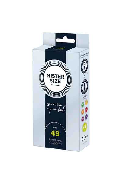 Mister Size Extra Fine Condoms, Perfectly Adapted, Maximum Comfort and Protection, Mister Size 49, 10 pieces