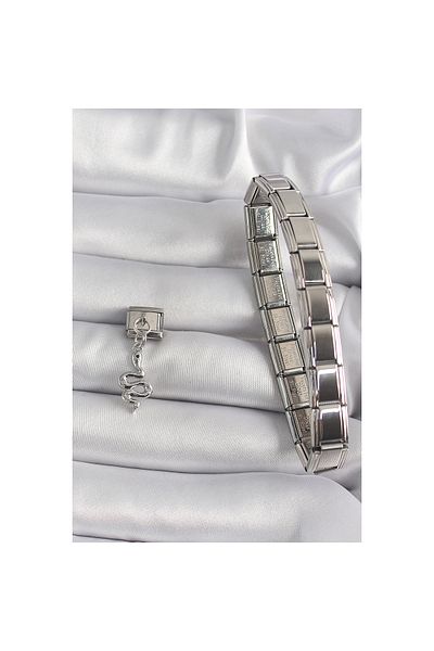maarketim 316L Steel Silver Color Dangle Snake Model Nomination Charm
