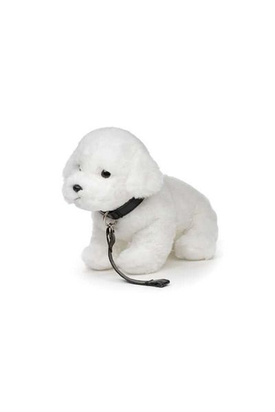 JPT Maltese Bichon plush dog toy with leash 25cm