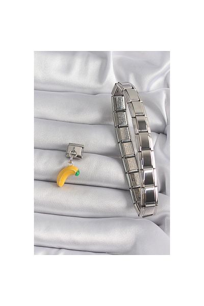 maarketim 316L Steel Silver Color Dangle Banana Model Nomination Charm