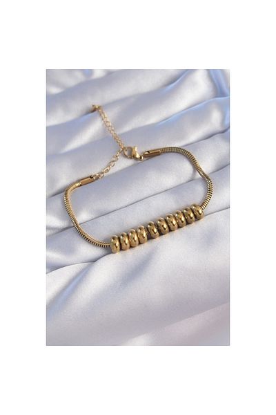maarketim 316L Steel Gold Color Oval Figured Bracelet
