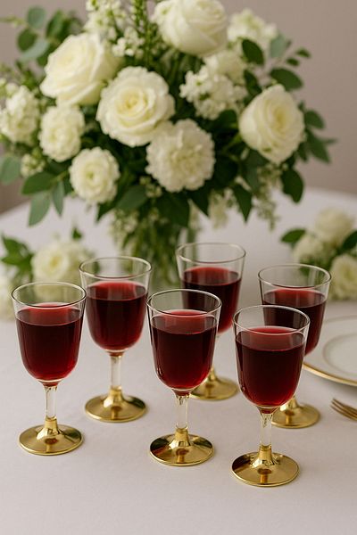 Open Home Concept 6Pcs Gold Base Plastic Wine Glasses Durable for Wedding, Events, Organizations, Party 150ml