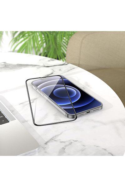 REDz Accessories Folie de protecție completă, HOCO A12 Plus, compatibilă cu iPhone 15 Pro Max, sticlă securizată, margini negre