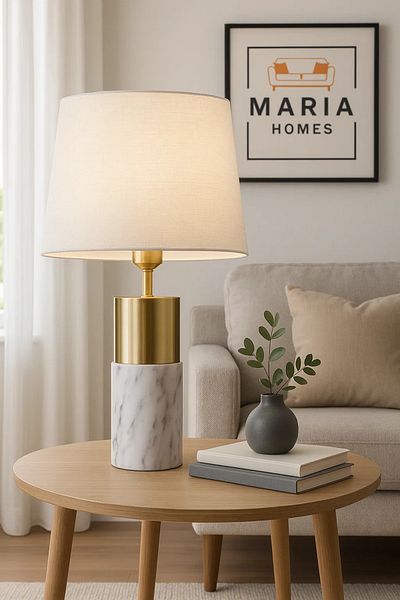 MARIA HOMES مصباح طاولة عصري من الرخام والذهب