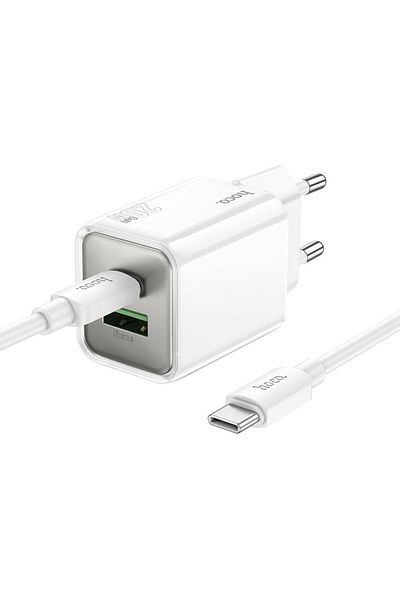 REDz Accessories Set adaptor HOCO N46 și cablu Type-C, pentru iPhone 15/16 și Android, încărcare rapidă 20W, alb