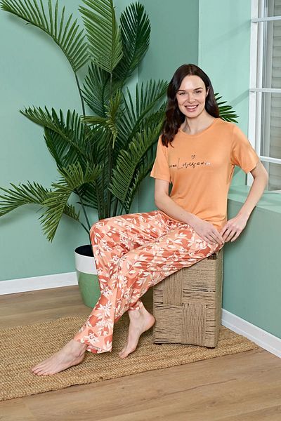 Over Sleep by Poleren Anti-Pilling Anti-Wrinkle Fabric Short Sleeve Summer Women's Pajama Set