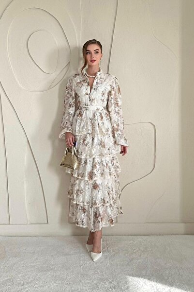 Elbee Fashion Woman Rochie stratificată cu volan