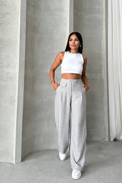 MODAF High Waist Linen Look Palazzo Trousers