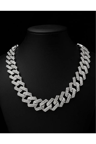 Çalıkaksesuar Prong Cuban Chain Silver Necklace