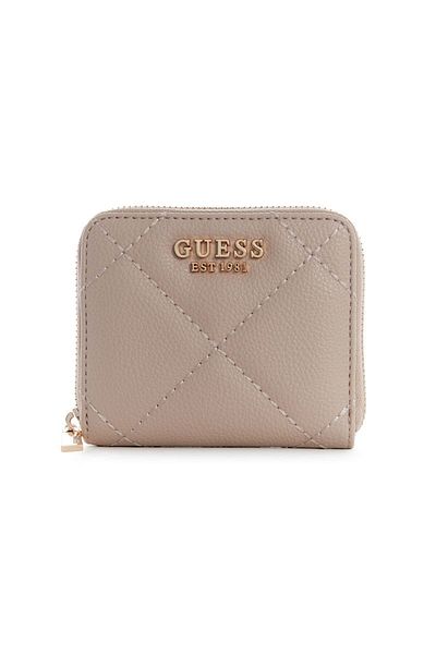 Guess Women Beige Textured Wallet With Zip Closure