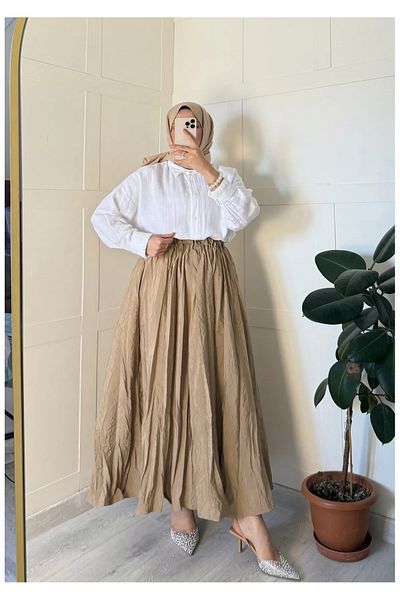 Nura Francy tendință feminină culoare cafea lapte aspect mixt fustă lungă hijab de 100 cm