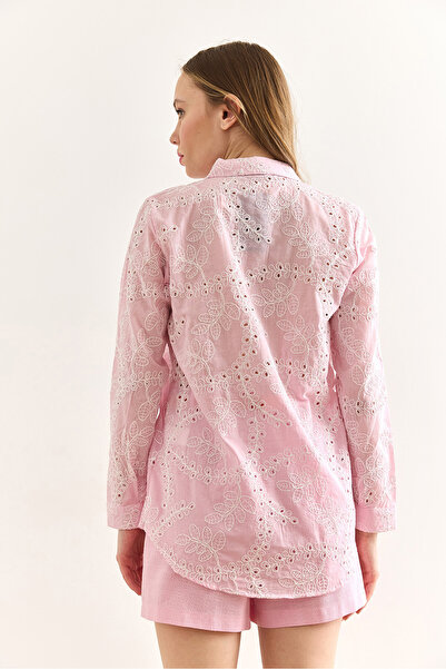 Olalook Women's Candy Pink Geometric Scallop Detailed Shirt Gml-19001324