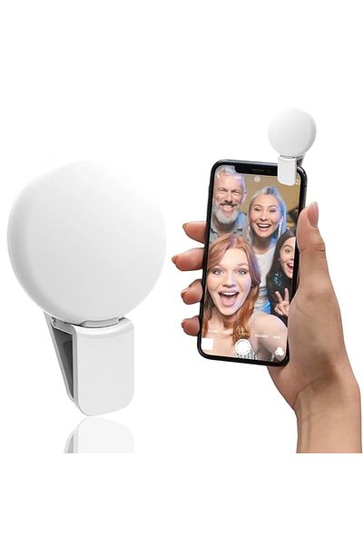 REDz Accessories Lumină LED pentru telefon, Selfie/Video/Live, Ultracompactă, USB-C, Mini Q, Albă