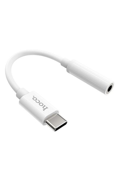 REDz Accessories Adaptor audio USB-C la mufă jack de 3,5 mm, compatibil cu microfonul și comenzile, Hoco LS30, alb