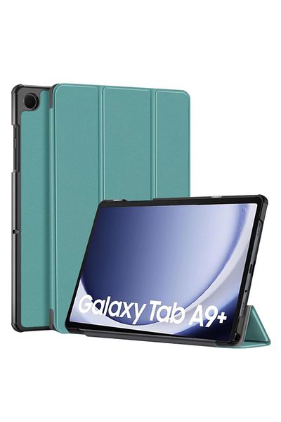 REDz Accessories Husă de protecție rezistentă la șocuri pentru Samsung Galaxy Tab A9 Plus, aspect piele, pliabilă, verde