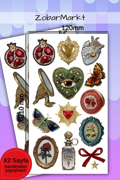 ZobarMarkt ONLINE MARKETING Baroque Hearts Sticker Set (Bullet Journal- Agenda - Laptop)